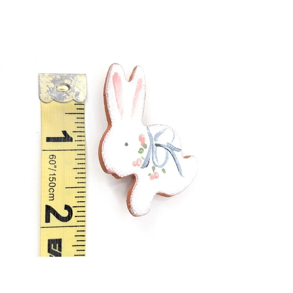 Bunny Rabbit White Bow Painted Vintage Easter Springtime Brooch Pin